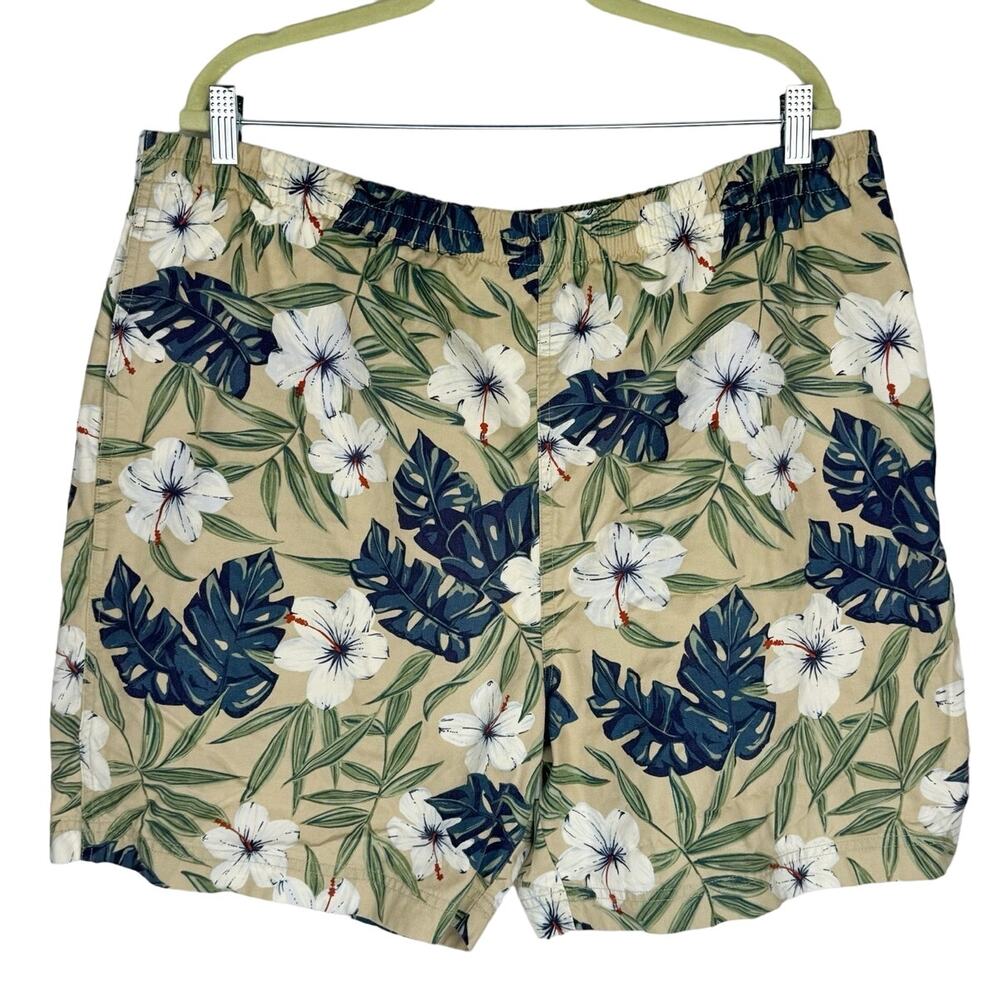 Polo Sport‎ Ralph Lauren Khaki Tropical Floral Cotton Mesh Lined Shorts Sz XL